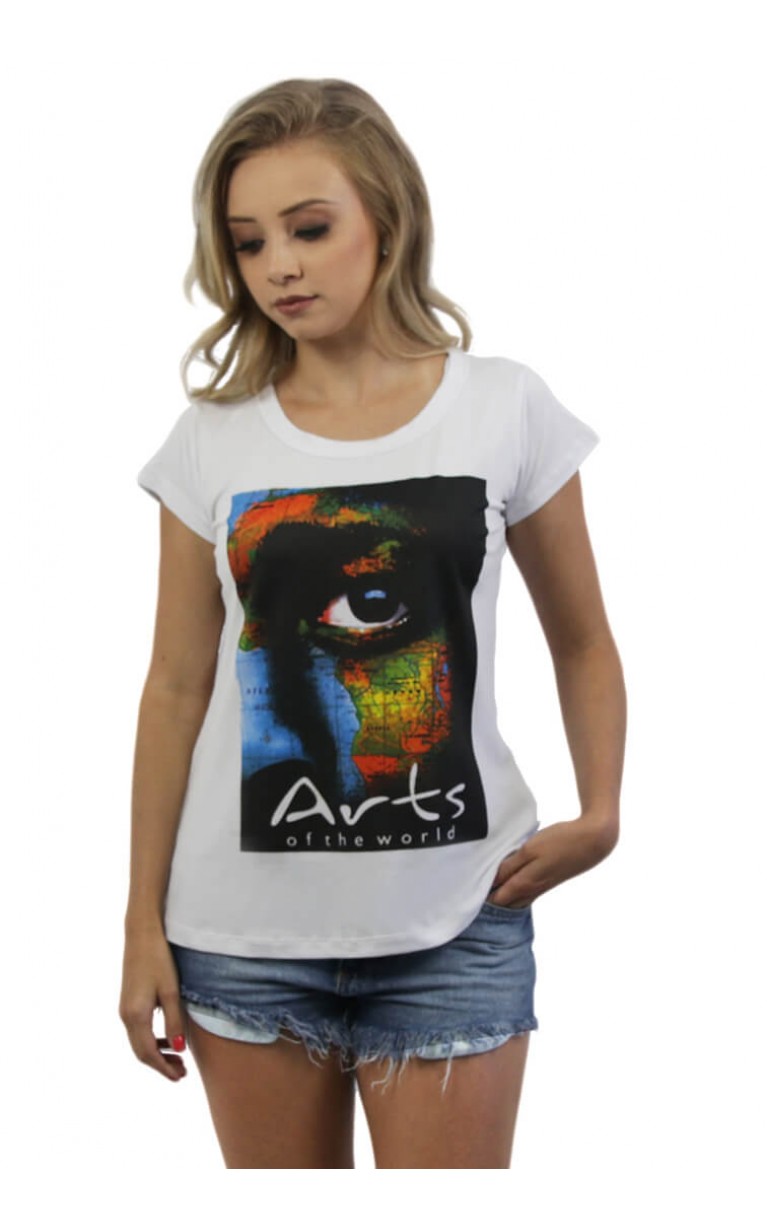 Camiseta Feminina O Olhar Africano Branca - for Thulani