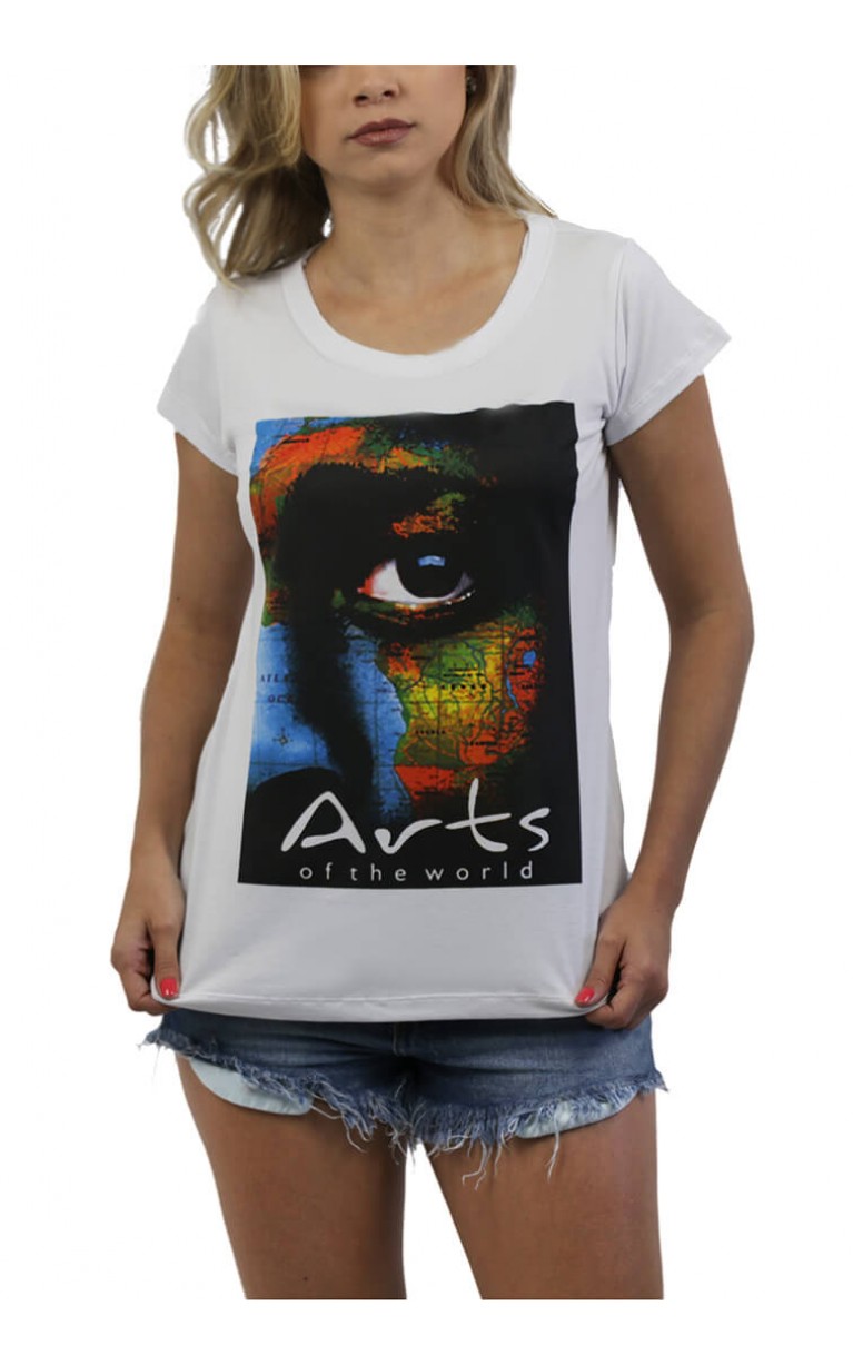 Camiseta Feminina O Olhar Africano Branca - for Thulani