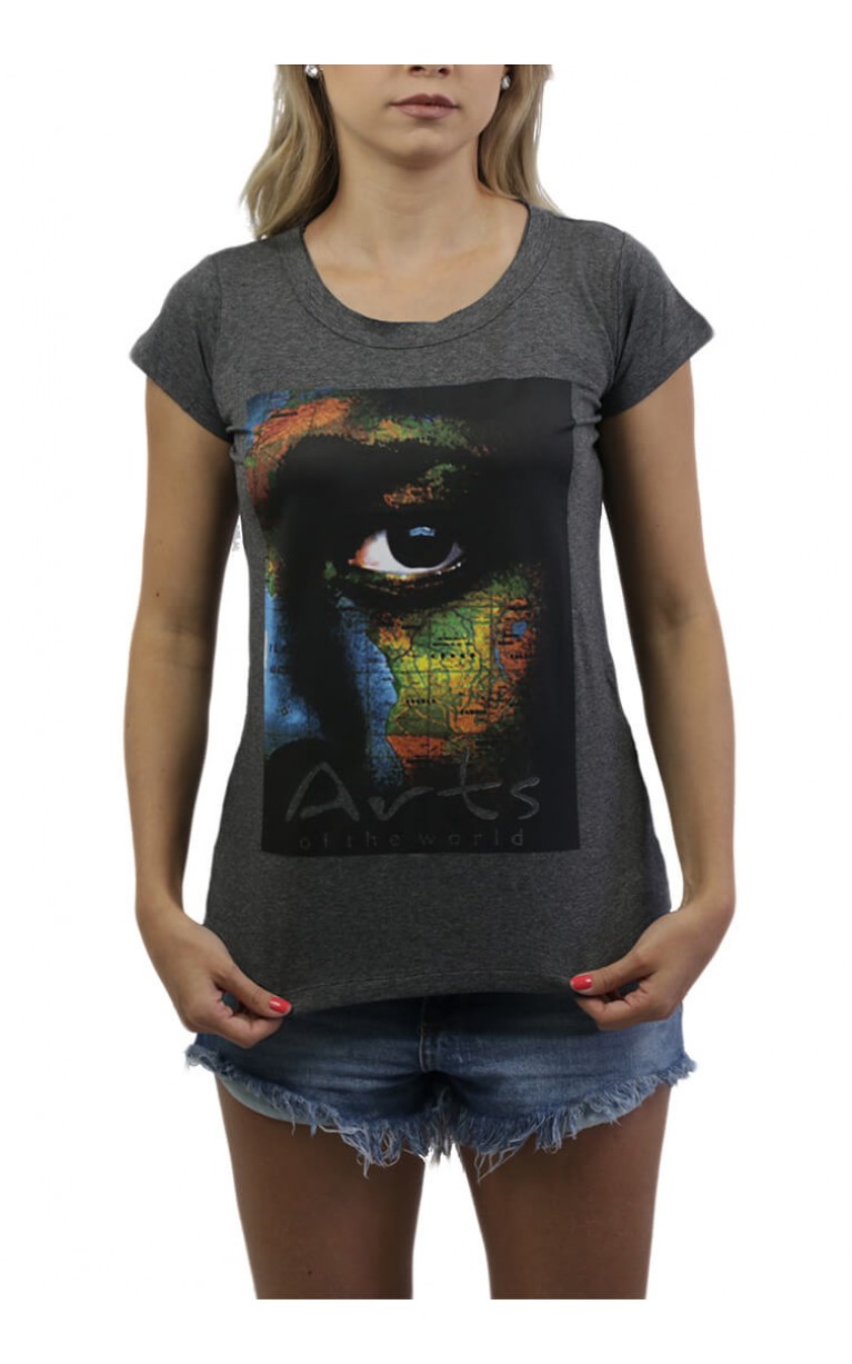 Camiseta Feminina O Olhar Africano Cinza - for Thulani
