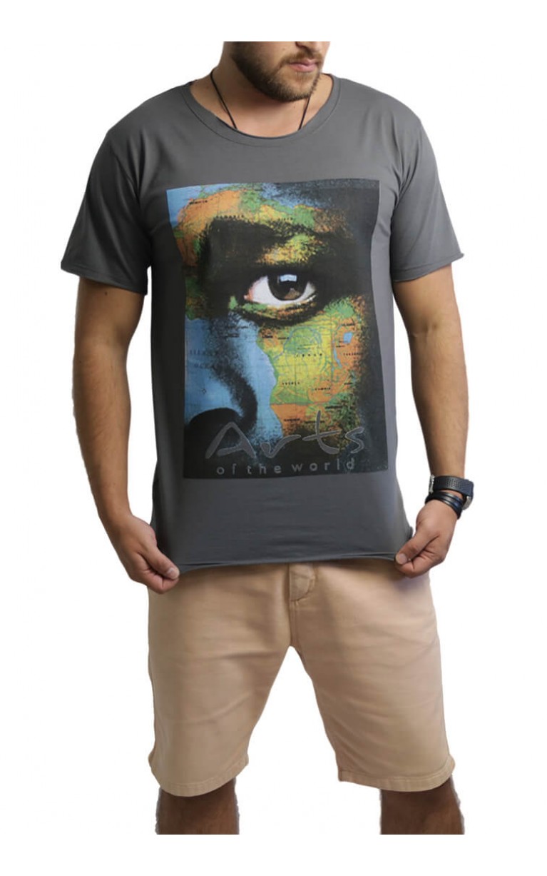 Camiseta Masculina O Olhar Africano Cinza - for Thulani