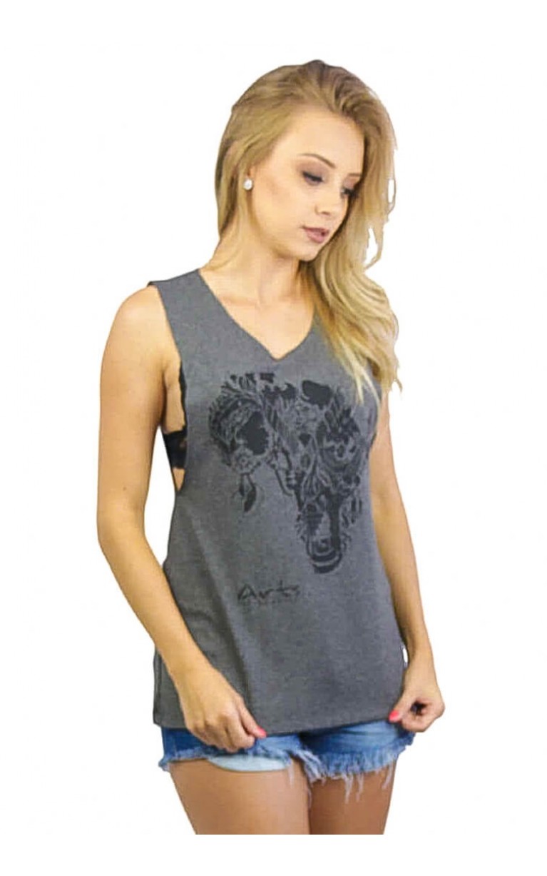 Regata Feminina The Big 5 P&B Cinza - for Bongo
