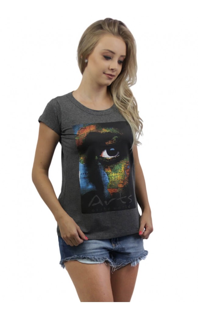 Camiseta Feminina O Olhar Africano Cinza - for Thulani