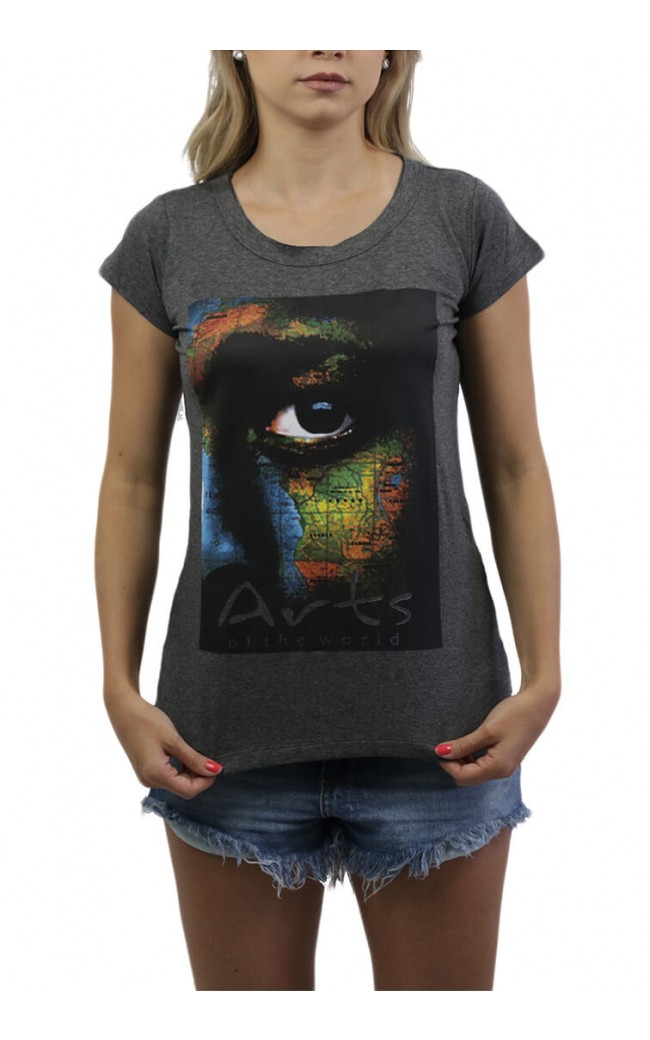 Camiseta Feminina O Olhar Africano Cinza - for Thulani