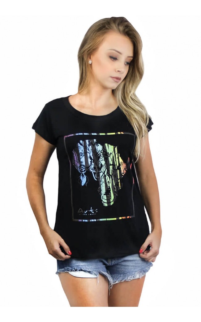 Camiseta Feminina The Big 5 Preta - for Bongo