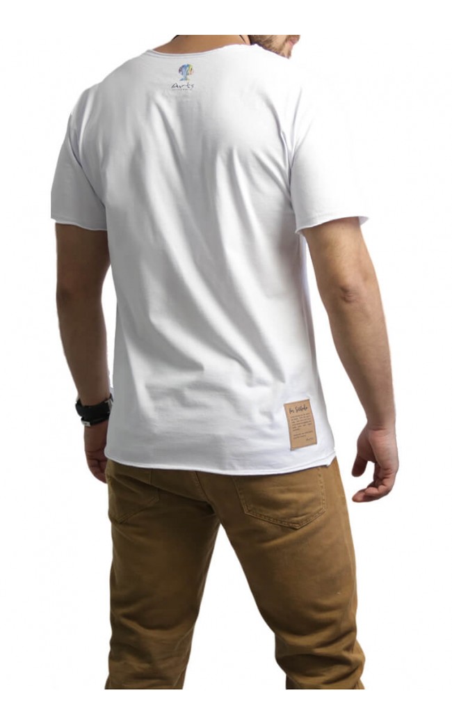 Camiseta Masculina Com Etiqueta Atrás Branca