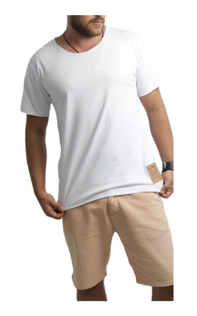 Camiseta Masculina Com Etiqueta Frente Branca