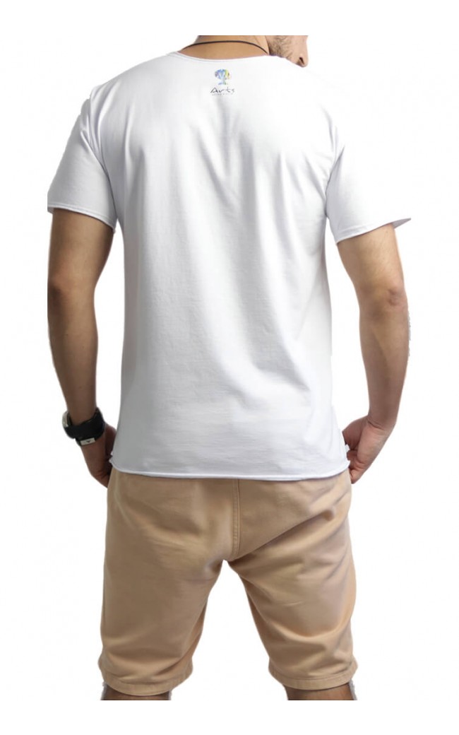 Camiseta Masculina Com Etiqueta Frente Branca