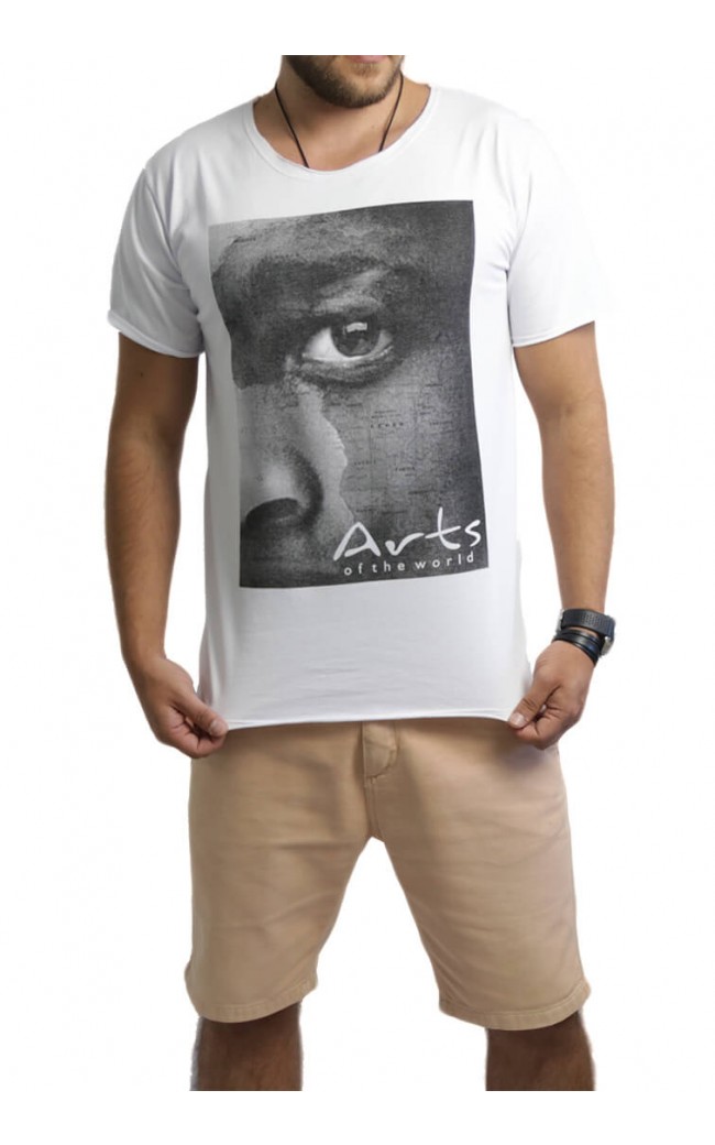 Camiseta Masculina O Olhar Africano P&B Branca - for Thulani
