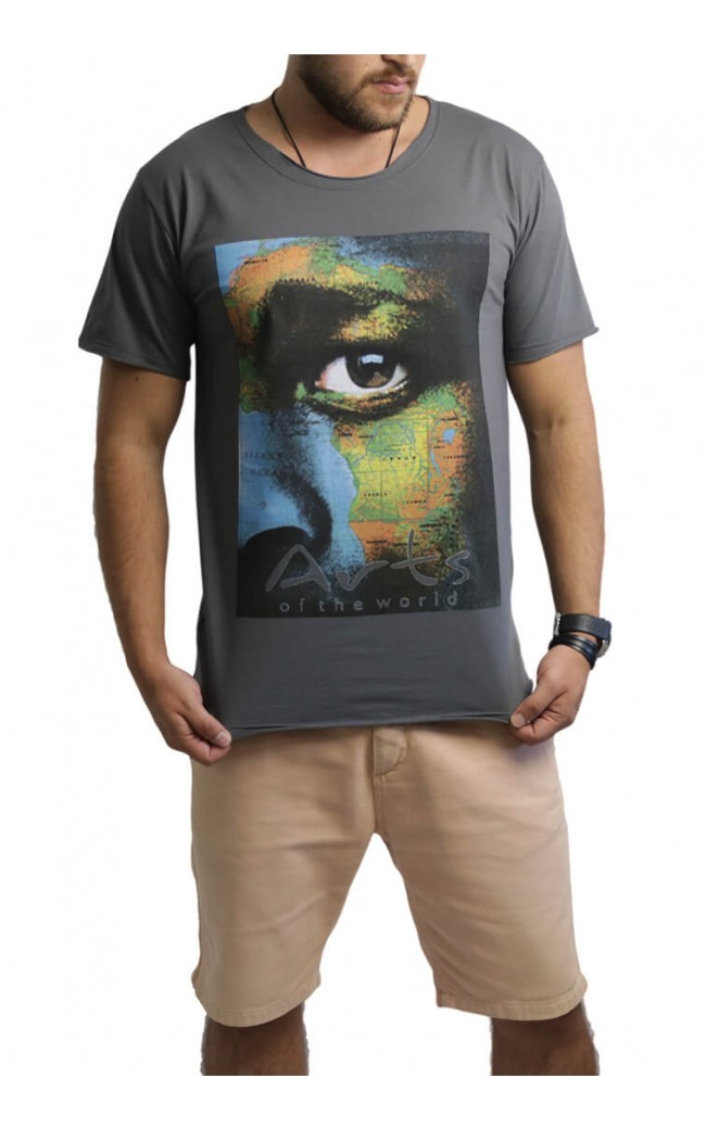 Camiseta Masculina O Olhar Africano Cinza - for Thulani