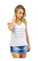 Camiseta Gola V Feminina Love Generously Branca
