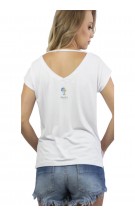 Camiseta Gola V Feminina Love Generously Branca