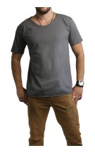 Camiseta Masculina Com Etiqueta Atr?s Cinza